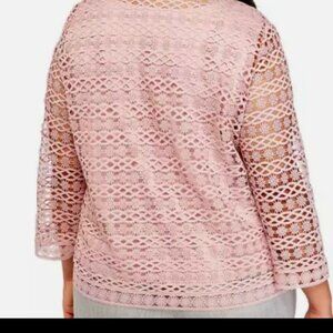 Alfred Dunner Pink Crochet Lace Floral Blazer Size PL